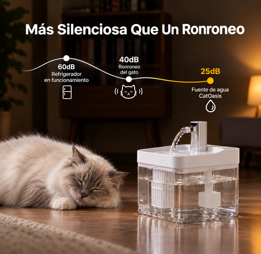 Gato bebiendo de la fuente CatOasis