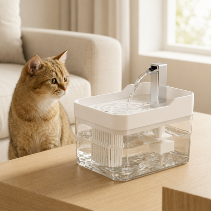 Fuente CatOasis con agua en movimiento